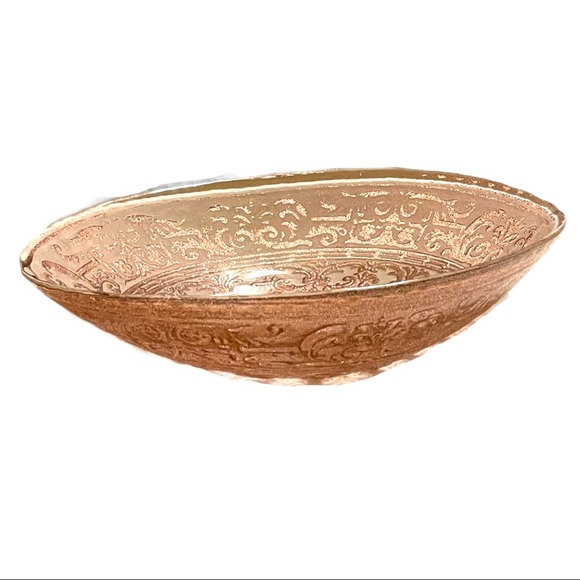 Vintage Ornate Amber Glass Serving Dish - Picture 3 of 7